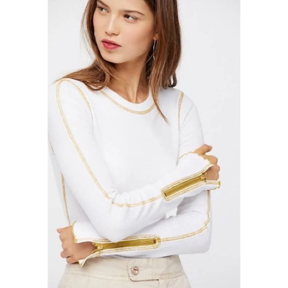 FREE PEOPLE NWT Long Sleeve Zip It Cuff Thermal Top XS